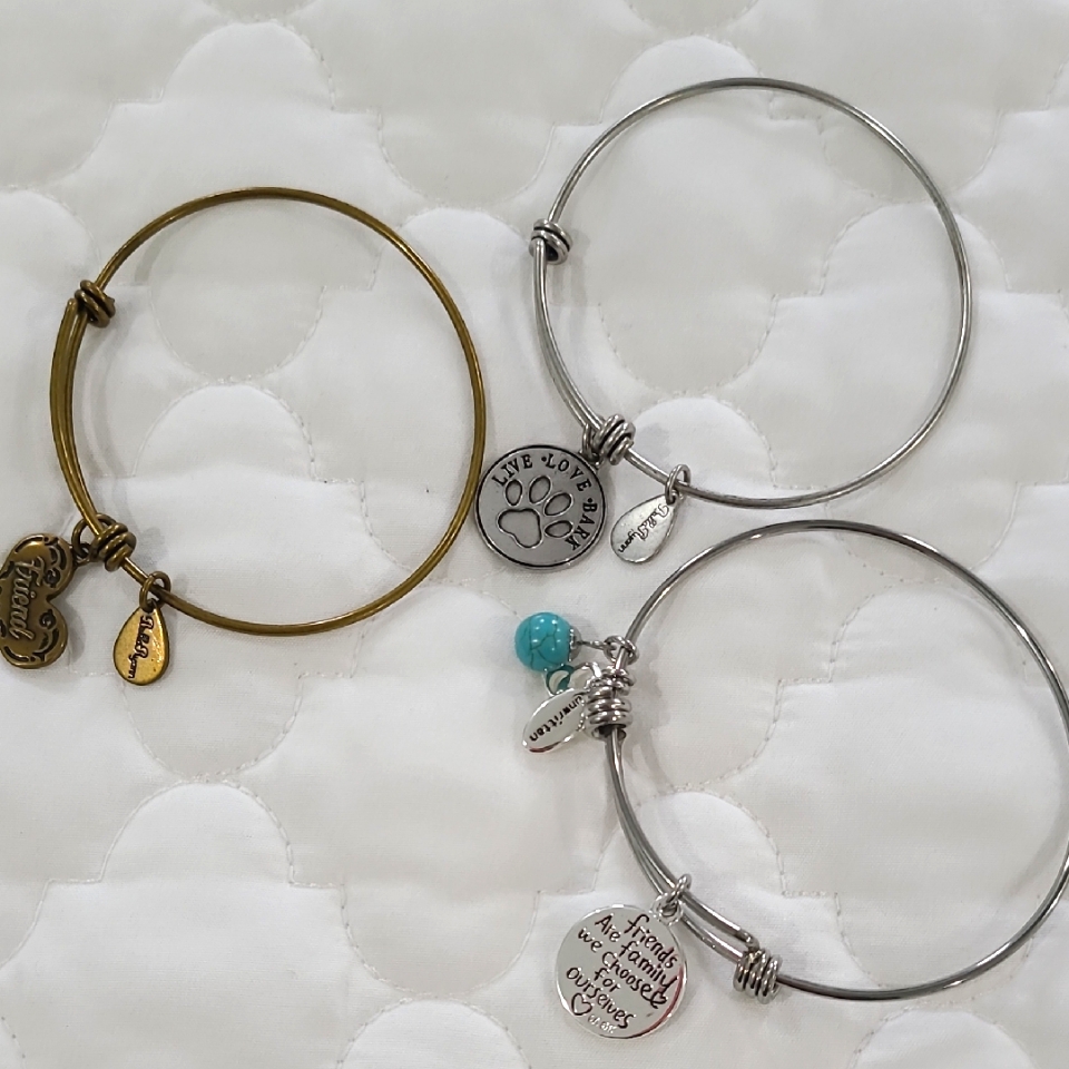 Bella Ryann & Unwritten Gold & Silver Friends Dog Paw Charm Adjustable Bangles